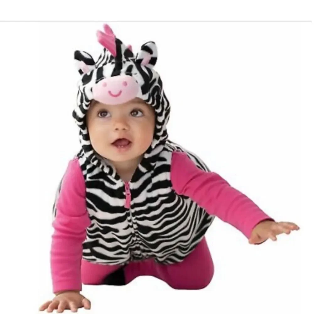 Infant Baby Zebra Costume Plush Hooded Halloween 3-6m